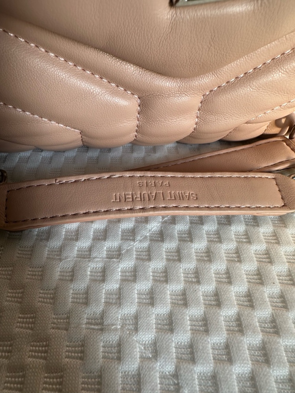 Saint Laurent Chevron Quilted Shoulder Bag in Pale Pink with Silver Hardware - Picture 8 of 8
